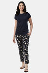 Enamor Viscose Loungewear Bottom - Navy Hibiscus Aop — thumbnail 5